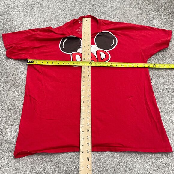 Disney Mickey Mouse Graphic T-Shirt Mens XL Red Crew Neck Cotton Casual Dad Tee - Picture 5 of 8